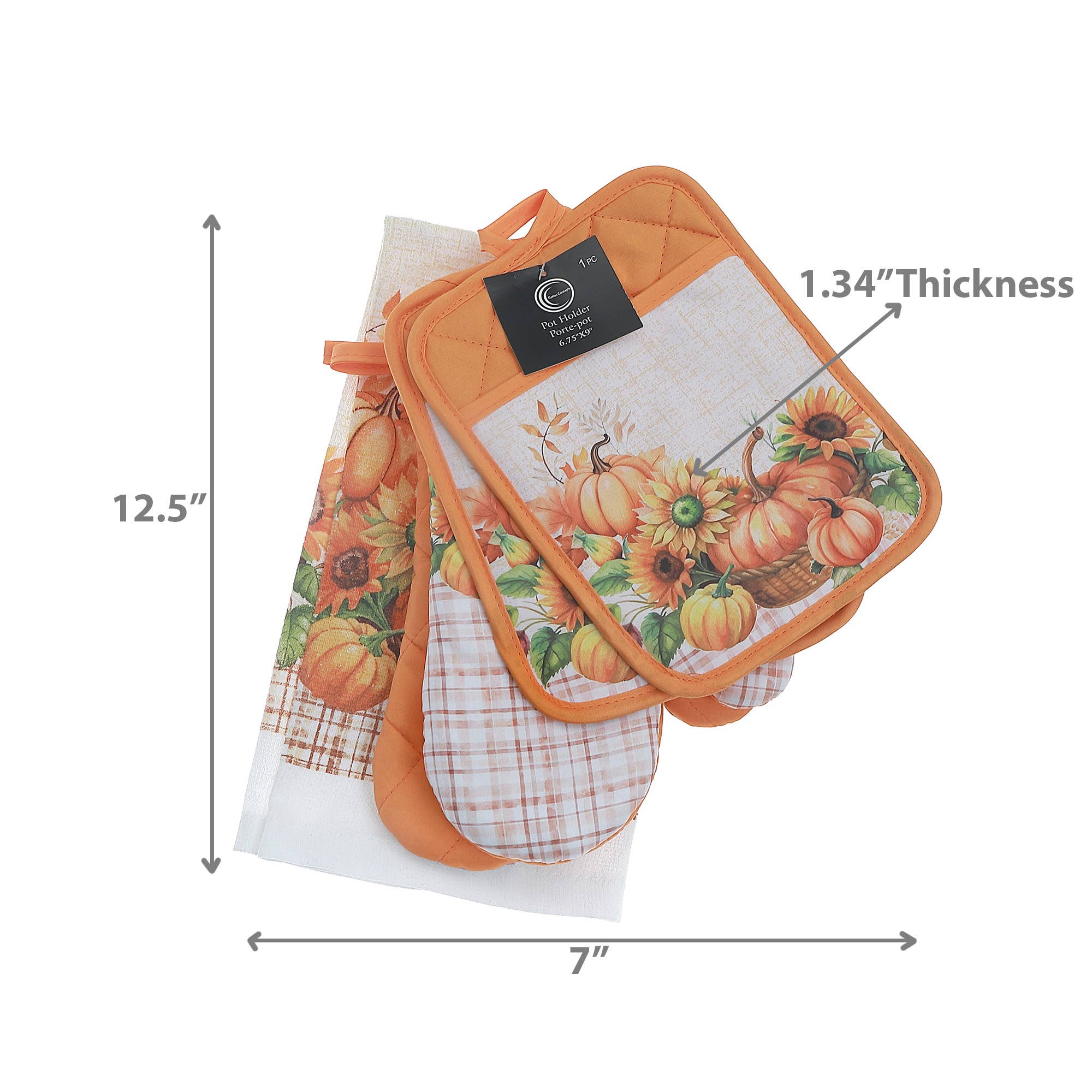 IH Casa Decor - Venta al por mayor Paños de cocina - Juego de cocina de 5 piezas (calabaza)2