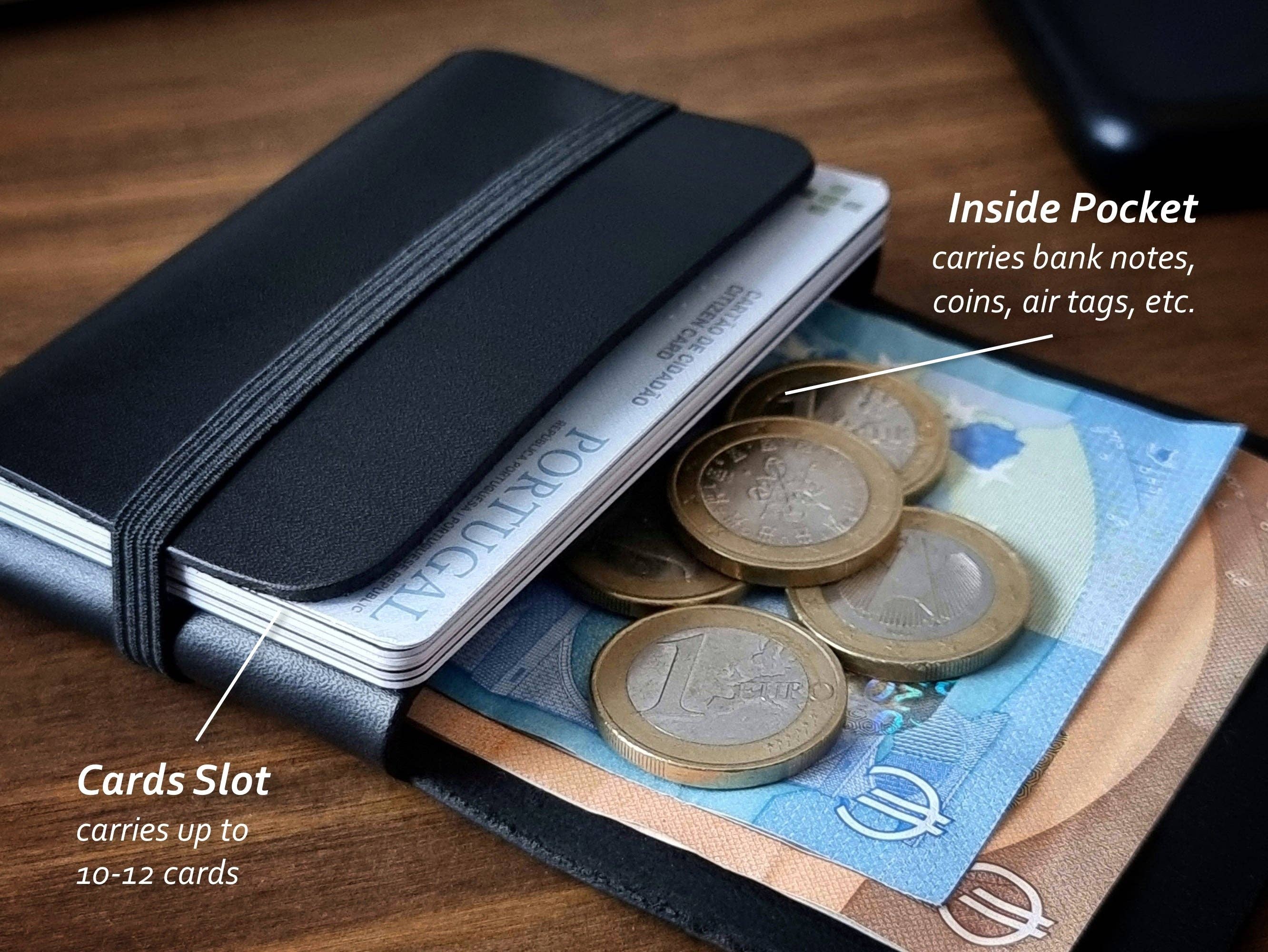 Singular Leather - Vente Portefeuille – unisexe - Portefeuille en Cuir Noir Carbone - Minimaliste et Personnalisable2