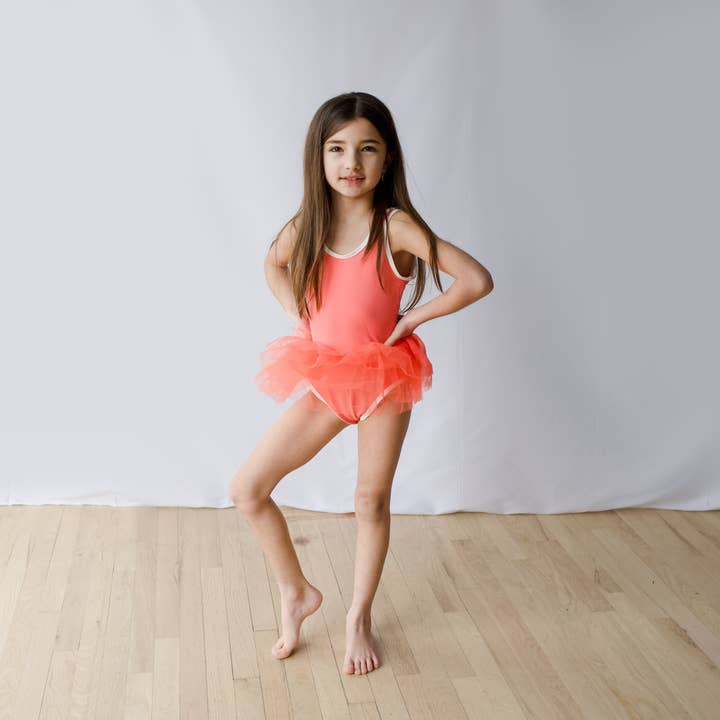 Fancy Shmancy Baby - Vendita all'ingrosso Costume intero - Bambini - Body/costume da bagno color corallo brillante con tutù