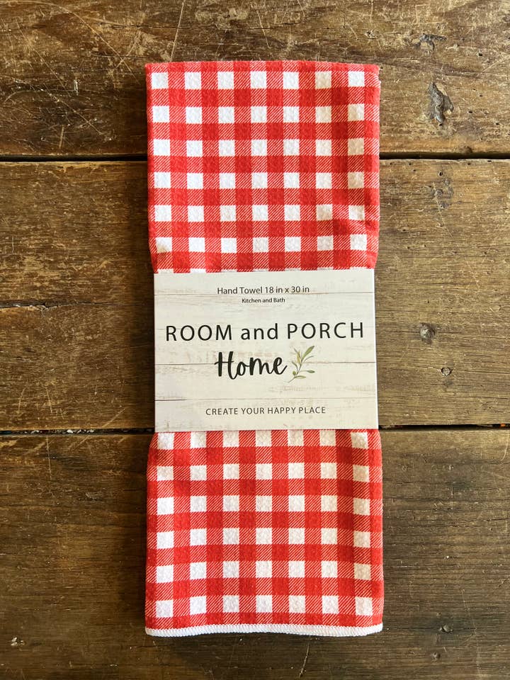 Red Gingham Tea/Hand Towel-Recycled Double-Sided for wholesale by ROOM and PORCH