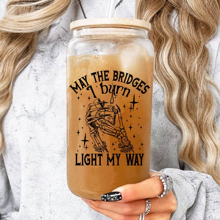 Burn Bridges Glass Tumbler for wholesale by MyHauntedSpace