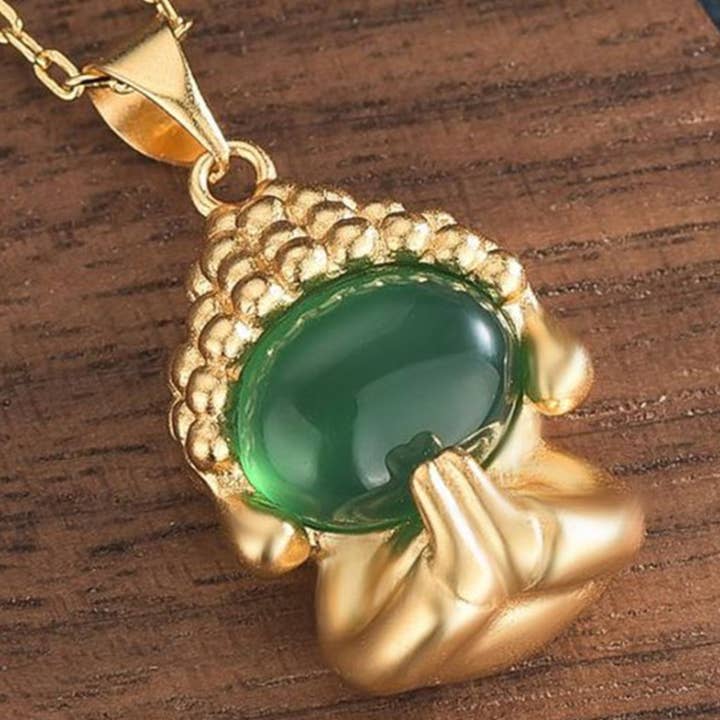 Bright MacMing - Wholesale Pendant/Charm Necklace - Jade and Gold Buddha Necklace2