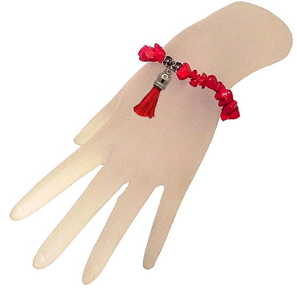 Pichincha - Wholesale Beaded Bracelet - Tassel Dangle Chunky Chip Stone Bracelet1