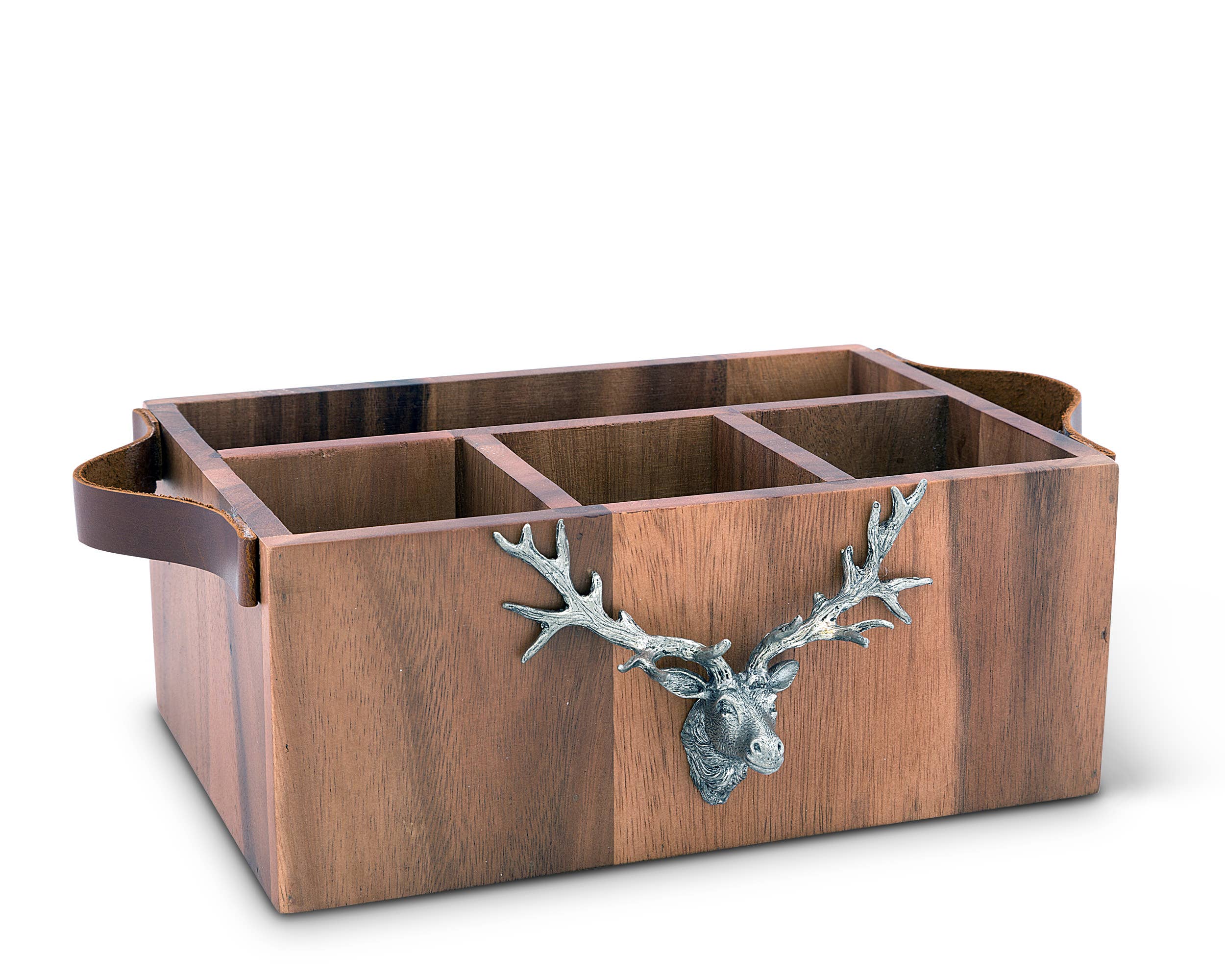 Vagabond House - Wholesale Flatware Caddy - Elk Head Handles Wood Flatware Caddy0