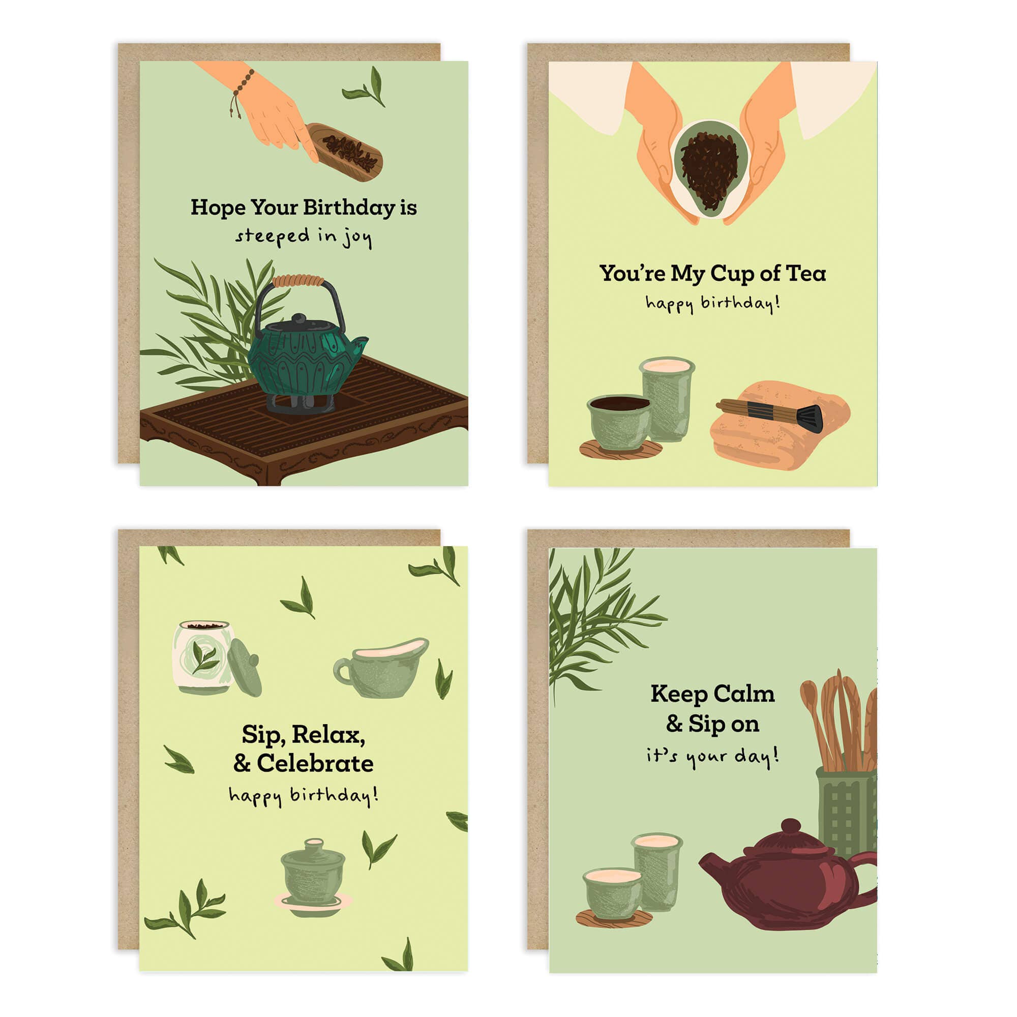 Cute Asian Cards - Wholesale Birthday Card - Green Tea 8 Assorted Birthday Cards | Asian Pack of Greetings Box Set3
