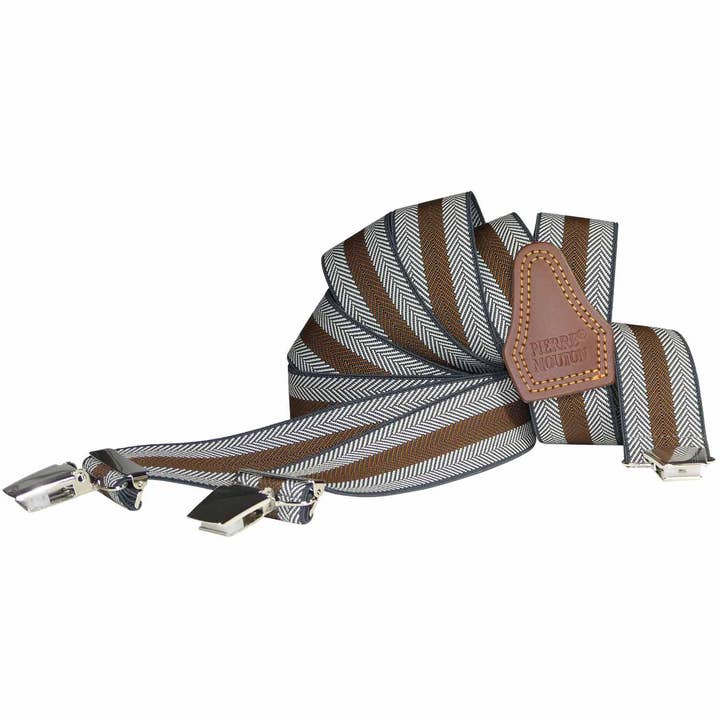 Suspensório Chevron castanho 140/3 | Feito à mão por atacado de Pierre Mouton