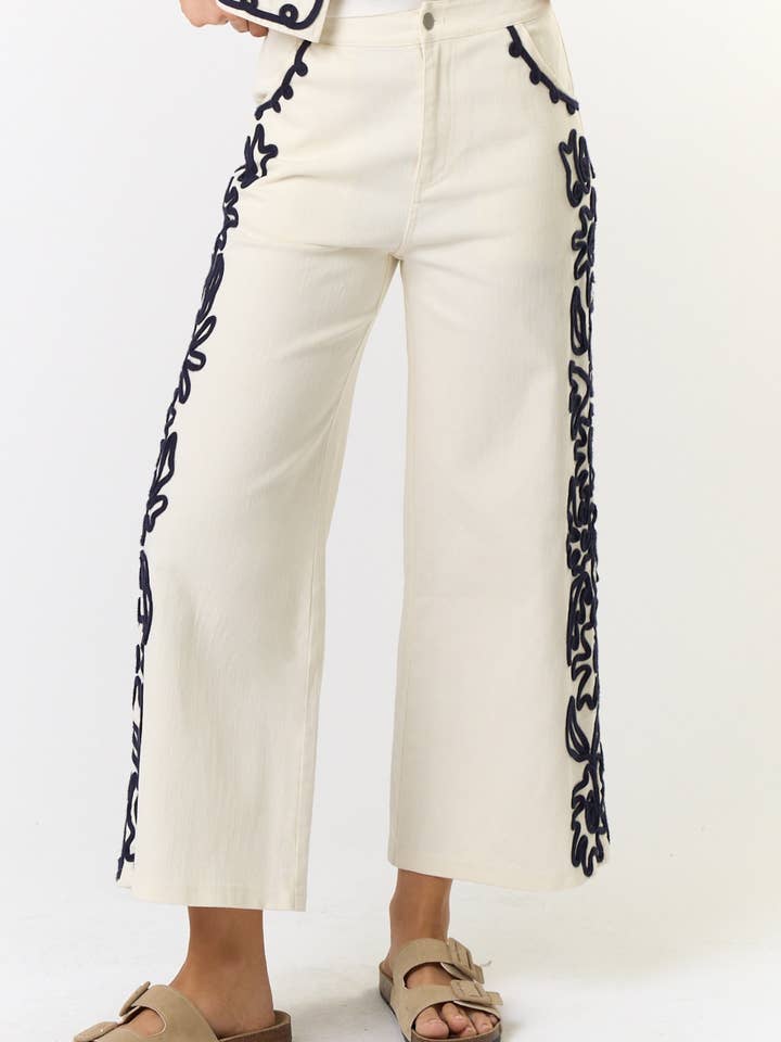 ILP4960 Cord Embroidered Denim Pant for wholesale by Lalavon
