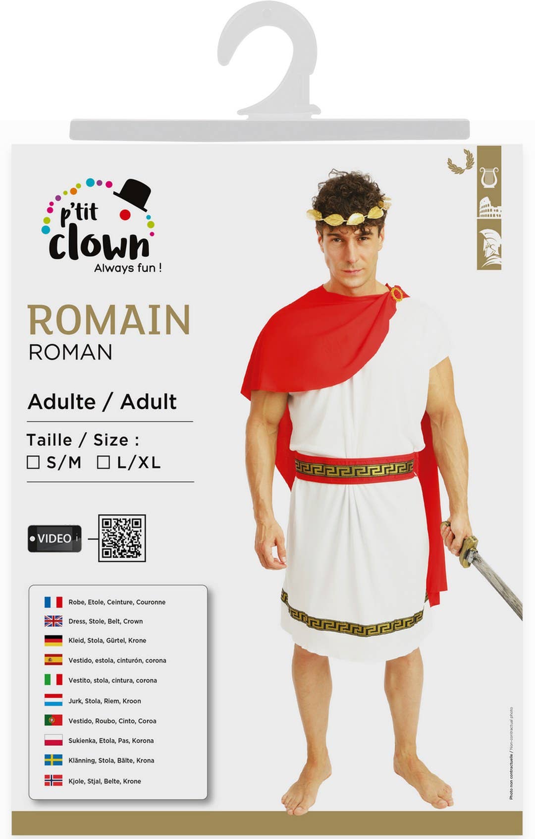 P'tit Clown - Wholesale Costume - Men's - Roman Costume - Adult - S/M3