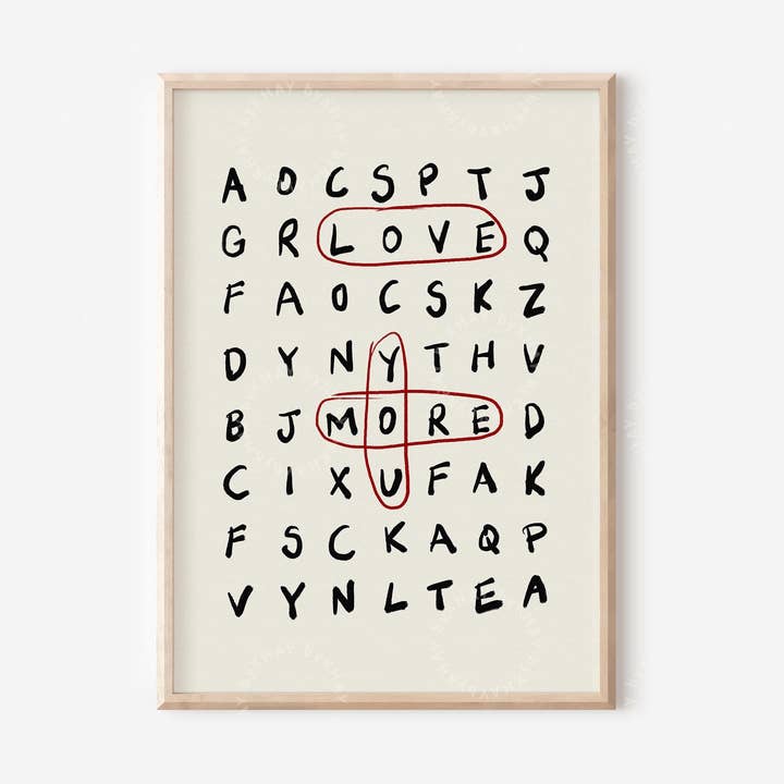 Love You More Crossword Print for wholesale by byKHAY