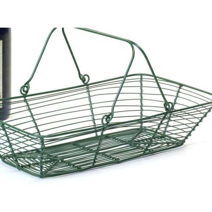 Buhi Imports - Vente Paniers - Panier rectangulaire en fil métallique vert2