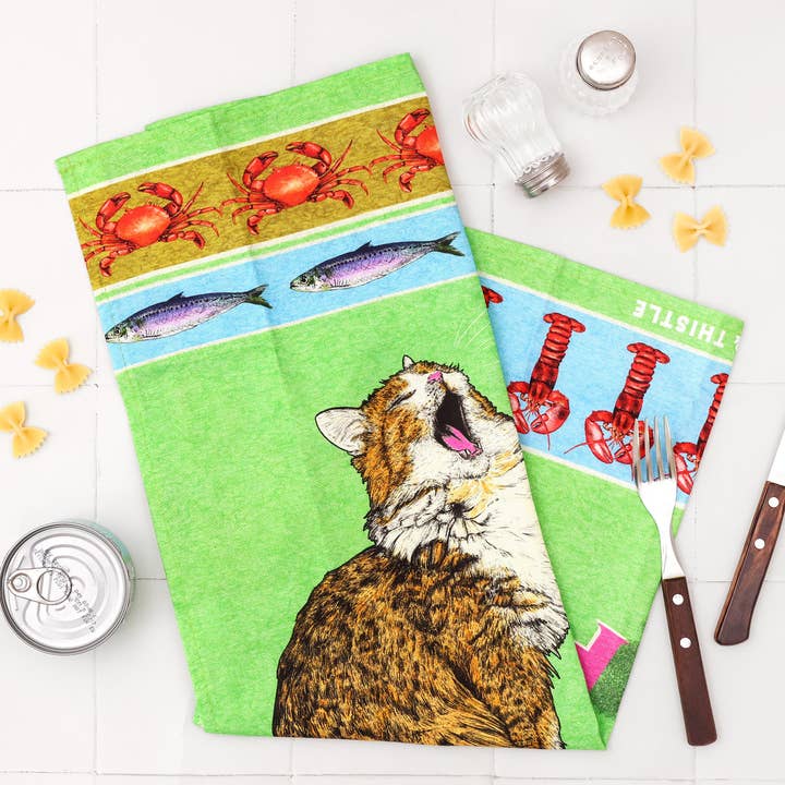 Fawn & Thistle Ltd (US Duties Paid) - Wholesale Tea Towel - Feed The Cat Tea Towel | 100% Cotton Dish Towel 9
