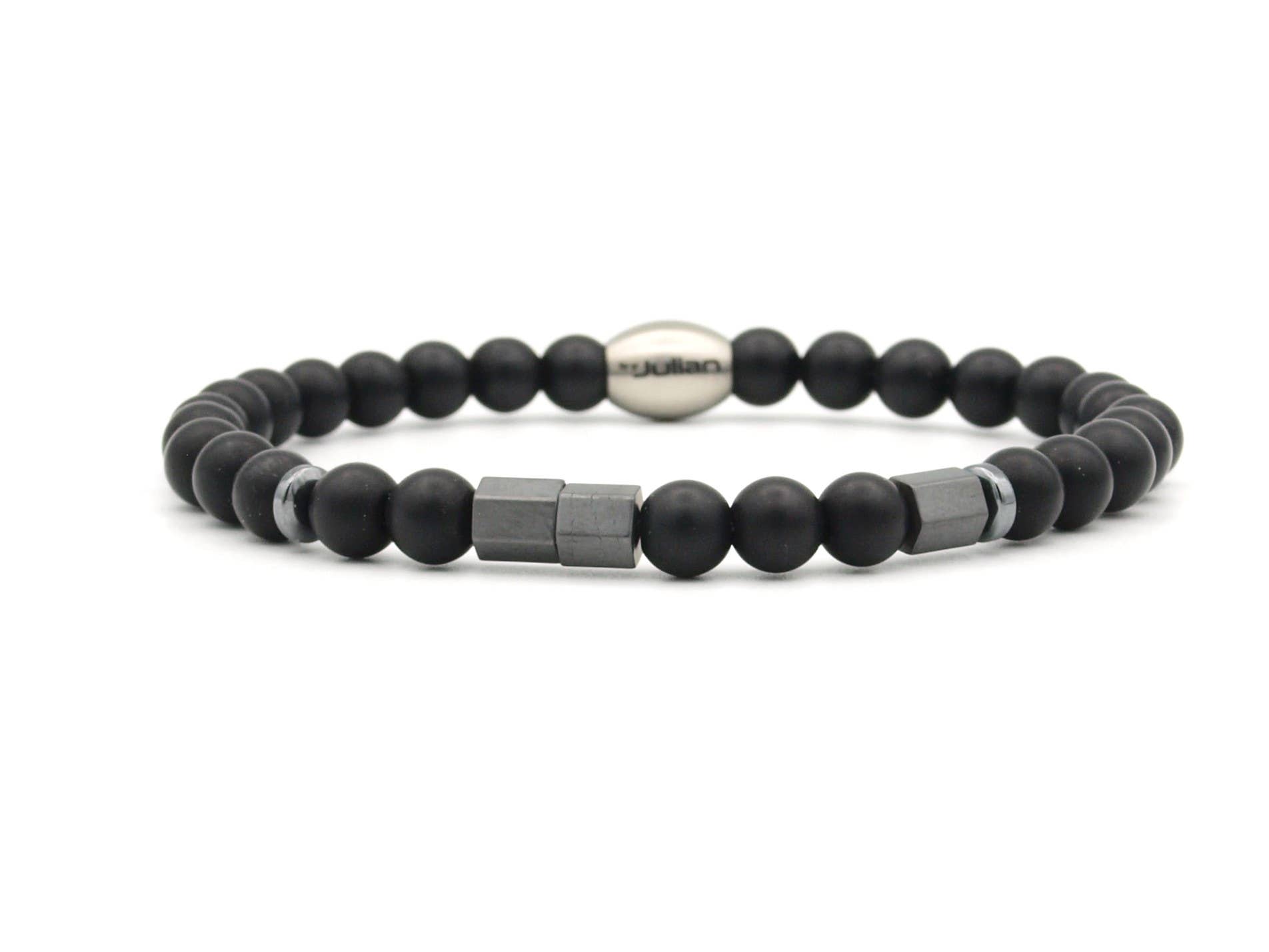 by julian - Vente Bracelet de perles - Bracelet Morse Code 'Dad' en onyx émaillé (6 mm)3