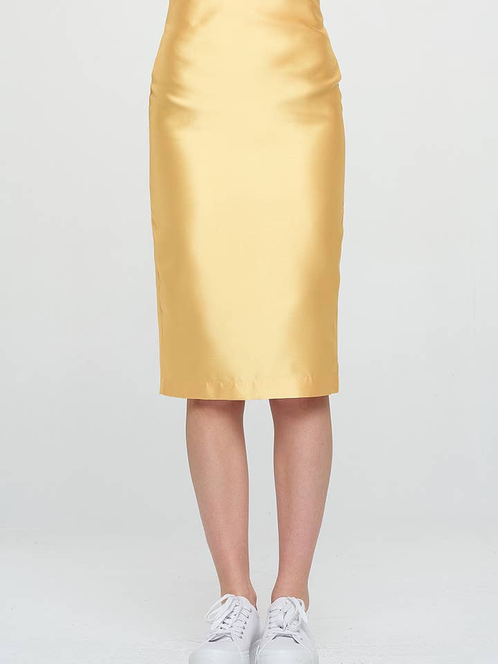 GONNA MIDI IN RASO CON SPACCO POSTERIORE per la vendita all'ingrosso da parte di Hesperus