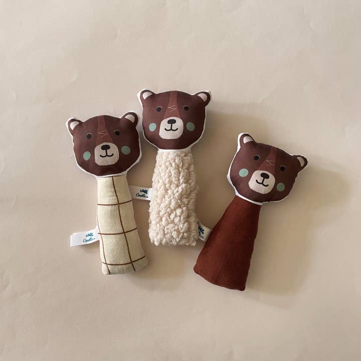 Carotte & Cie - Wholesale Handheld Rattle - Baby - Rattle jingle jingle Brown bear beige teddy4