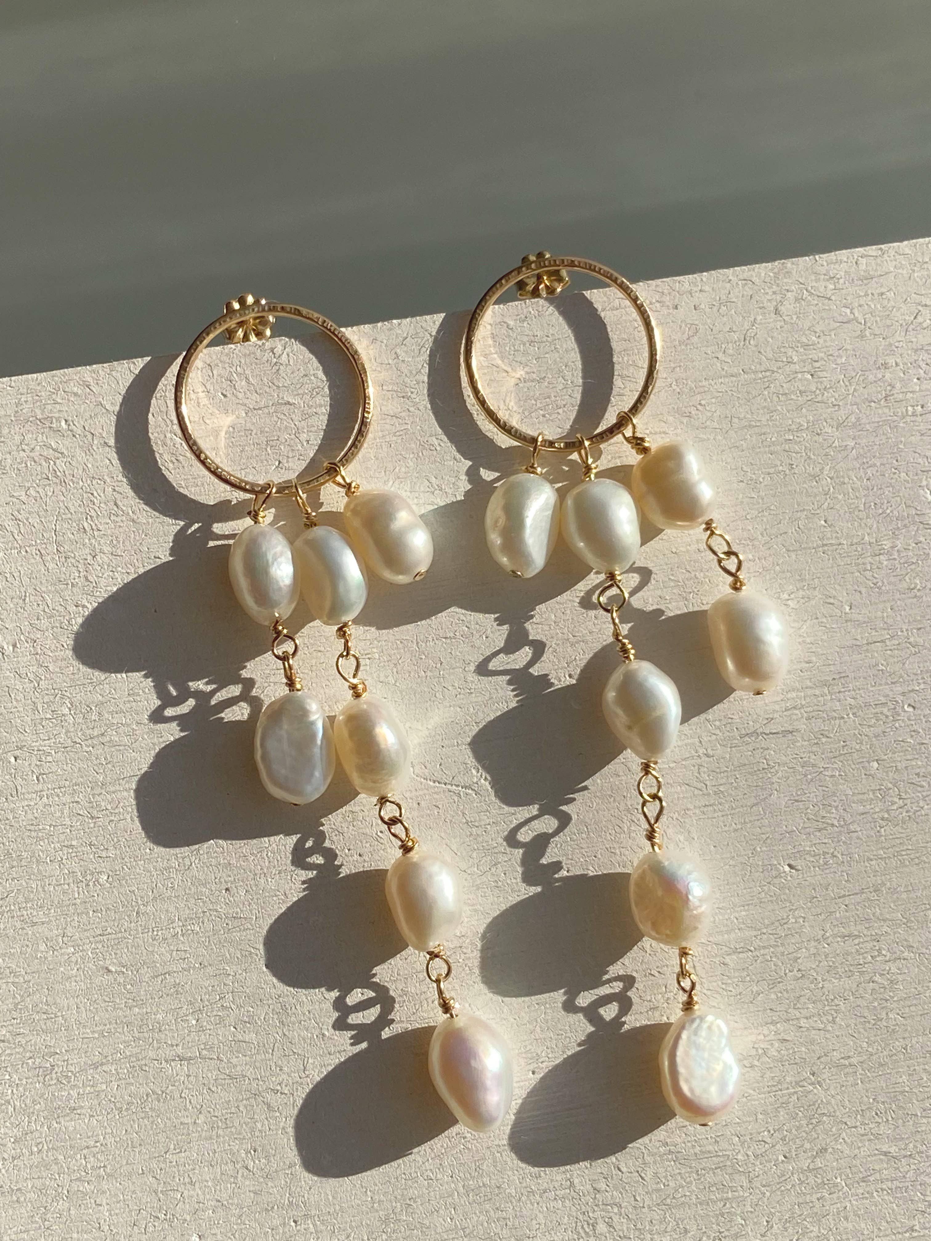 AVA Handmade Jewelry - Wholesale Dangle Earrings - AURA  • Freshwater baroque long multi pearl dangle earrings0