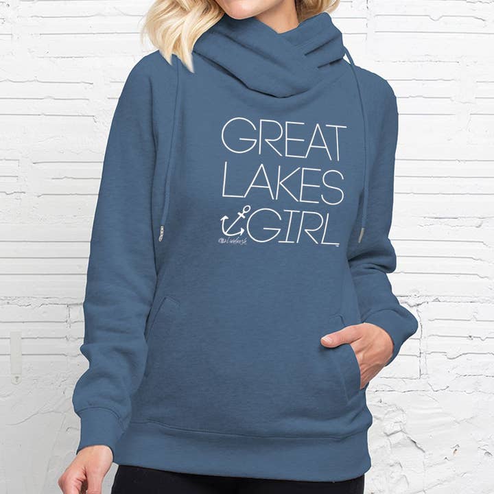 LIVNFRESH - Wholesale Hoodie - Women's - "Great Lakes Girl" Women's Classic Funnel Neck Pullover Hood1