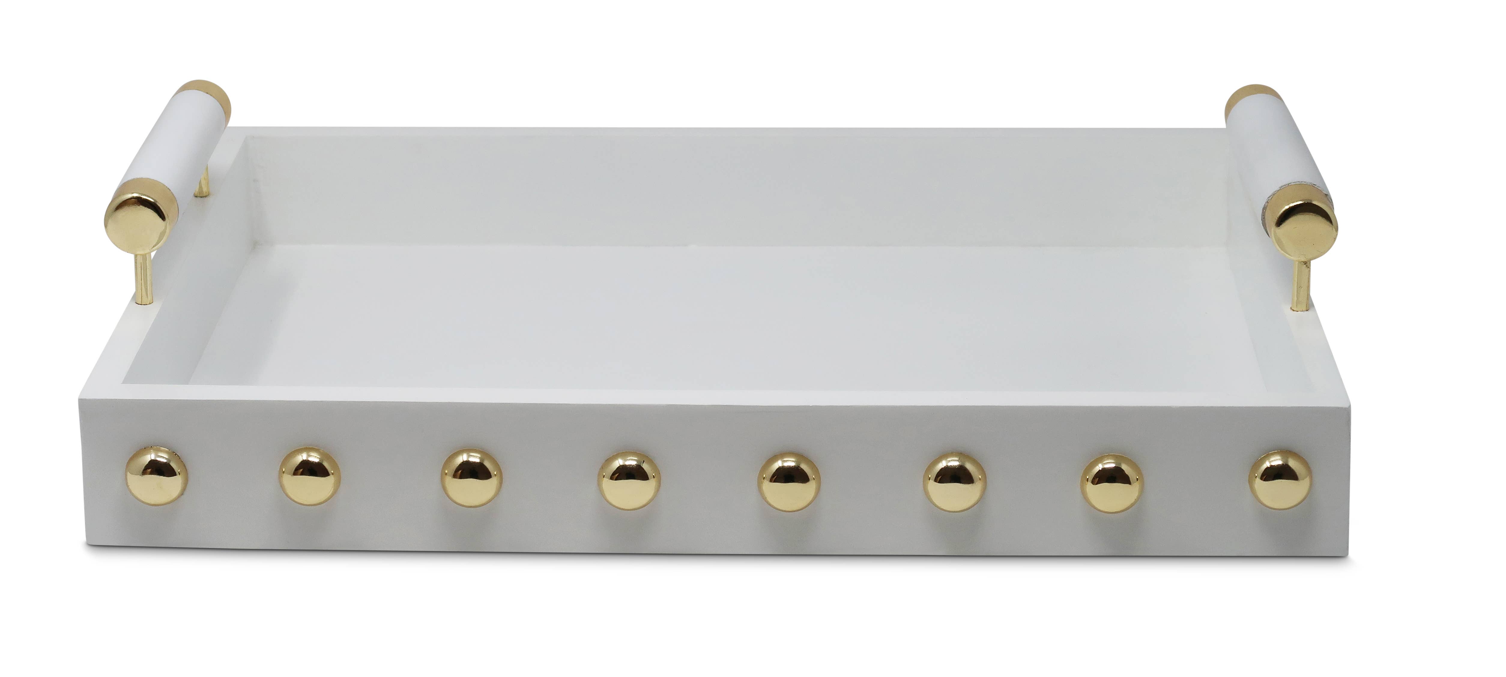 CLASSIC TOUCH DECOR INC. - Wholesale Decorative Tray - High Gloss Decorative Tray with Gold Ball Deign and Handle6