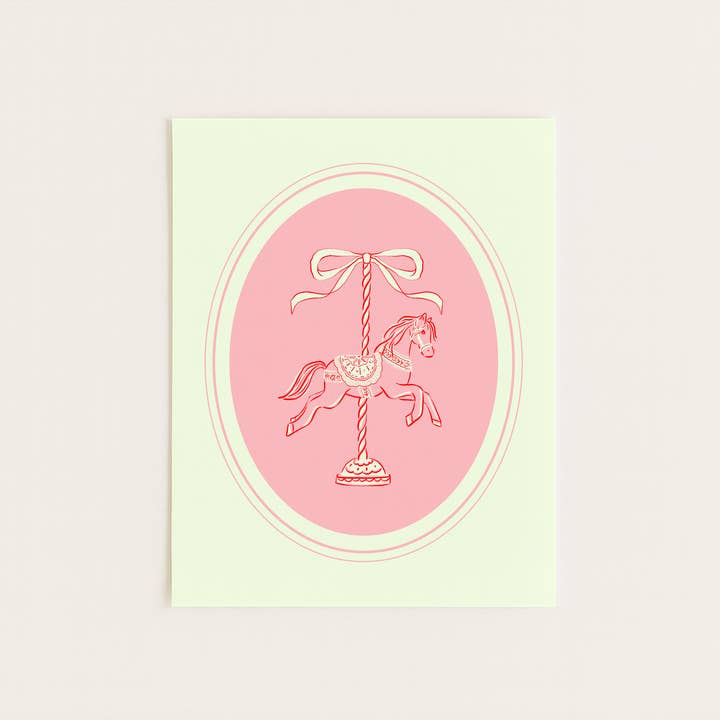 Carousel Horse Vintage Nursery Art Print for wholesale by Three Strands Design