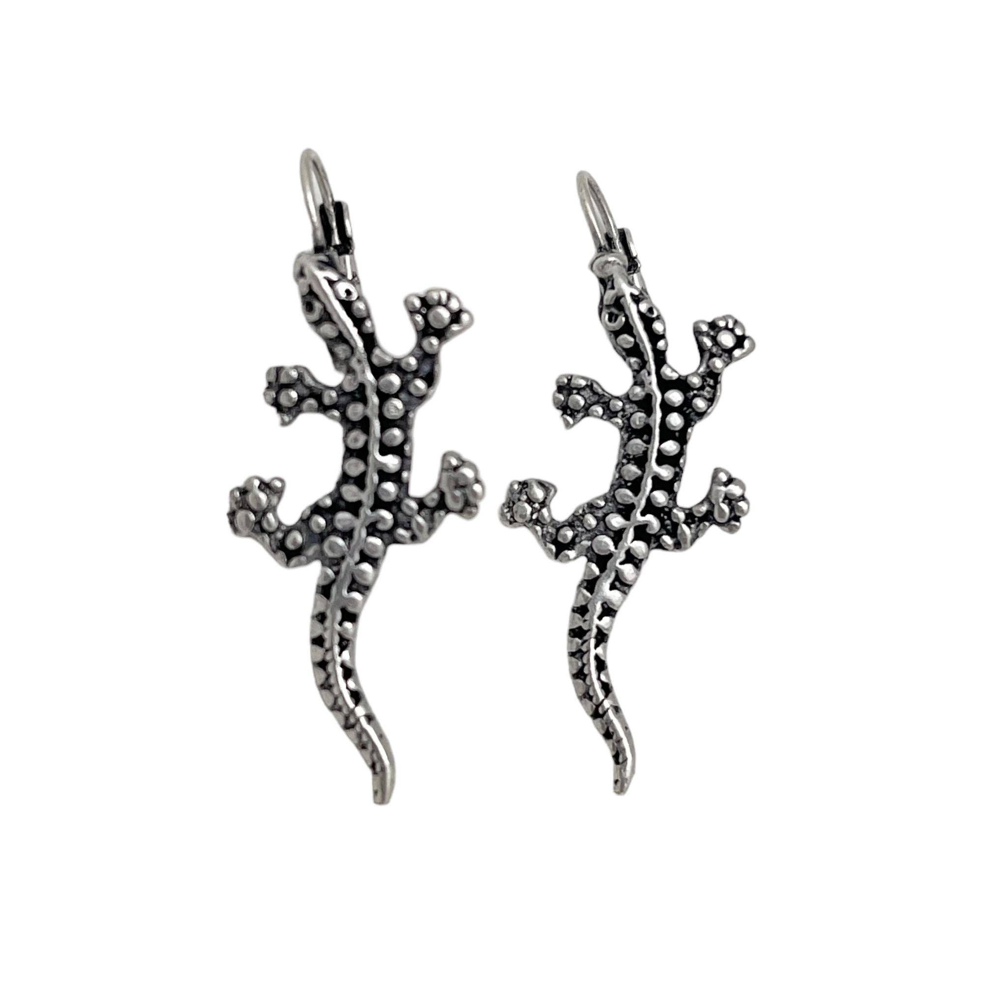 Gloria Mago - Wholesale Dangle Earrings - Ballestilla salamander earring in antique silver2