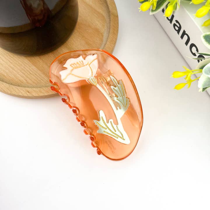 TheDivaSoap - Wholesale Hair Clip - Women's - Semi-Circular Floral Hair Clip, Springtime Acetate Claw Clip