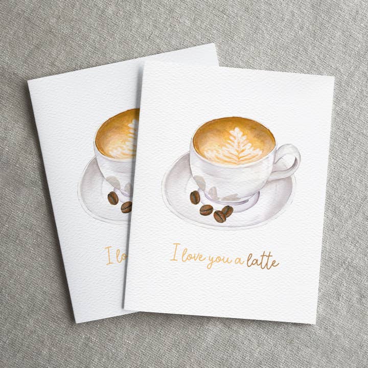 Blue Thistle - Wholesale Love Card - I love you a latte card, coffee shop card, Latte love