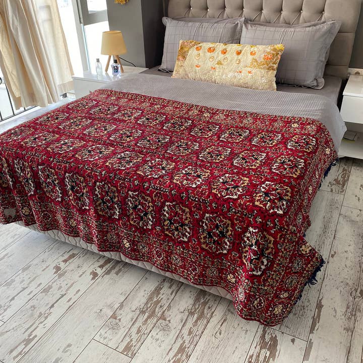 Rustic Remnents - Wholesale Bedding Blanket - Rustic Decor Red Vintage Rare Velvet Colorful Cherub