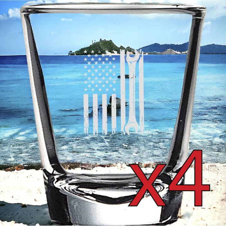 American Flag 2oz Shot Glasses for Parties - Customizable for wholesale by Texan Customs