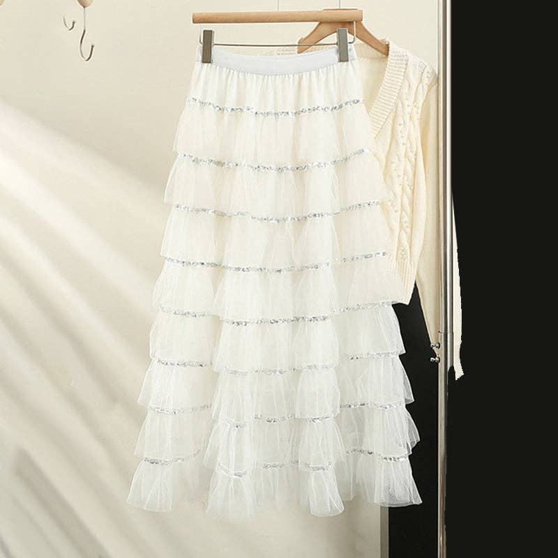 safistyle - Wholesale Skirt - Women's - Layered Ruffle Tulle Midi Skirt8