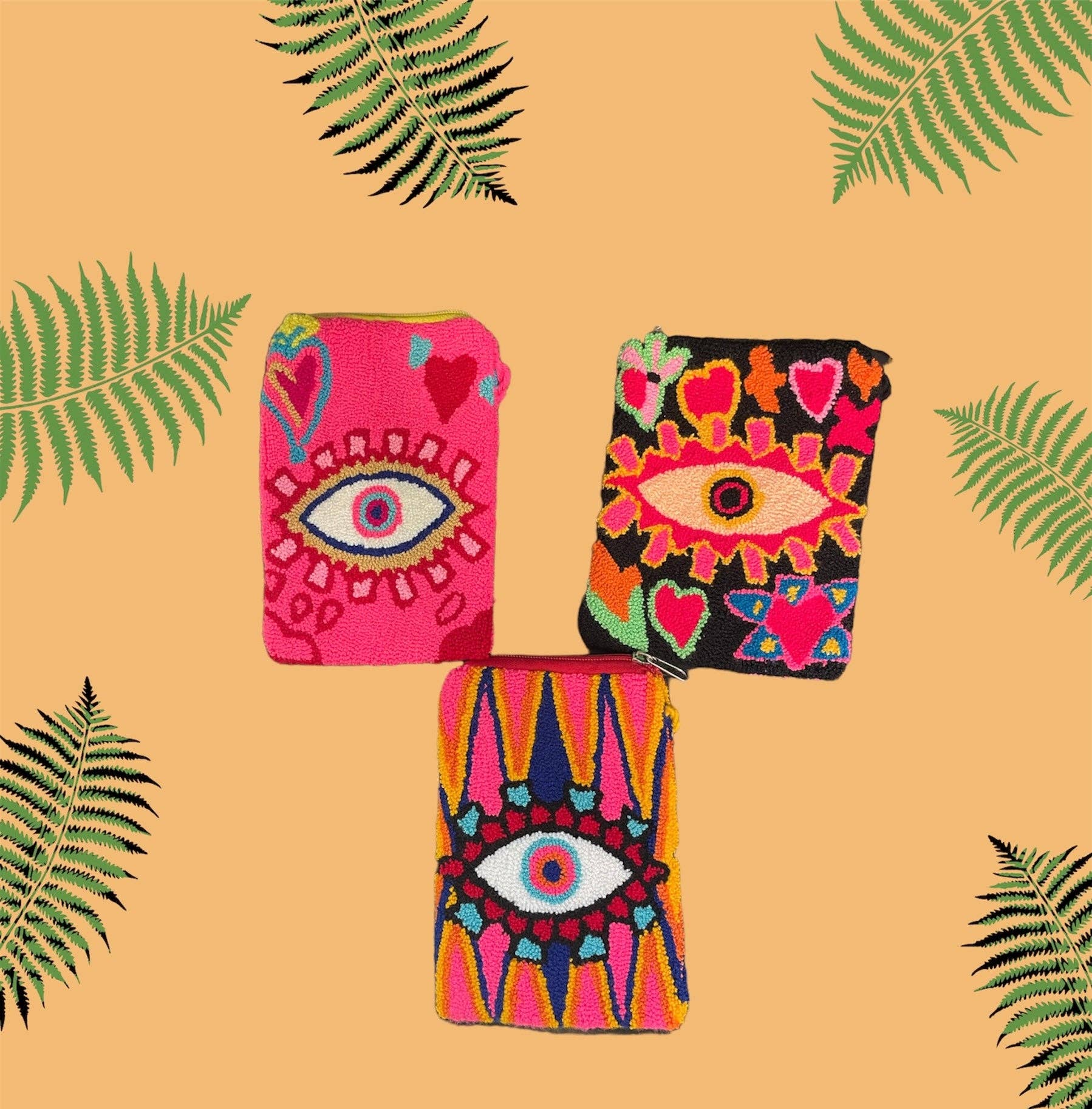 Boutique Femade ® - Wholesale Phone Wallet - Women's - Rose Evil Eye Wayuu Phone Holder2