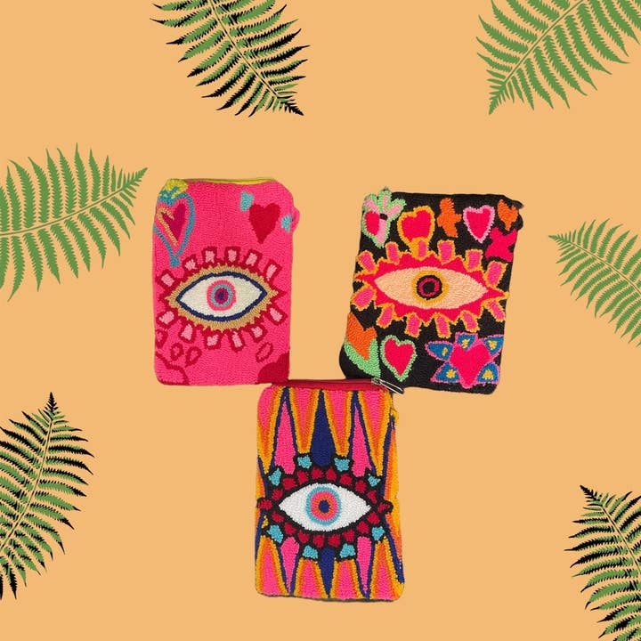 Boutique Femade ® - Wholesale Phone Wallet - Women's - Rose Evil Eye Wayuu Phone Holder2