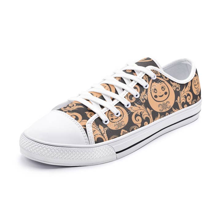 Poupée Marron avec Kanote sur Noir - Chaussures Basses Unisexes en Toile pour la vente par Oh Pote