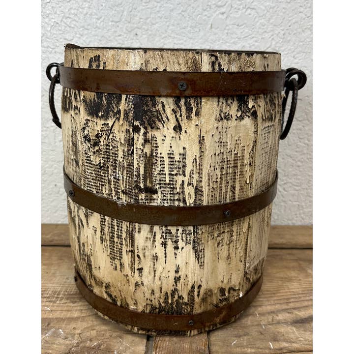 My Amigos Imports - Wholesale Bucket/Pail - Small Rustic Trim Bucket-13.5 x 13 in-Farmhouse-Small Bucket