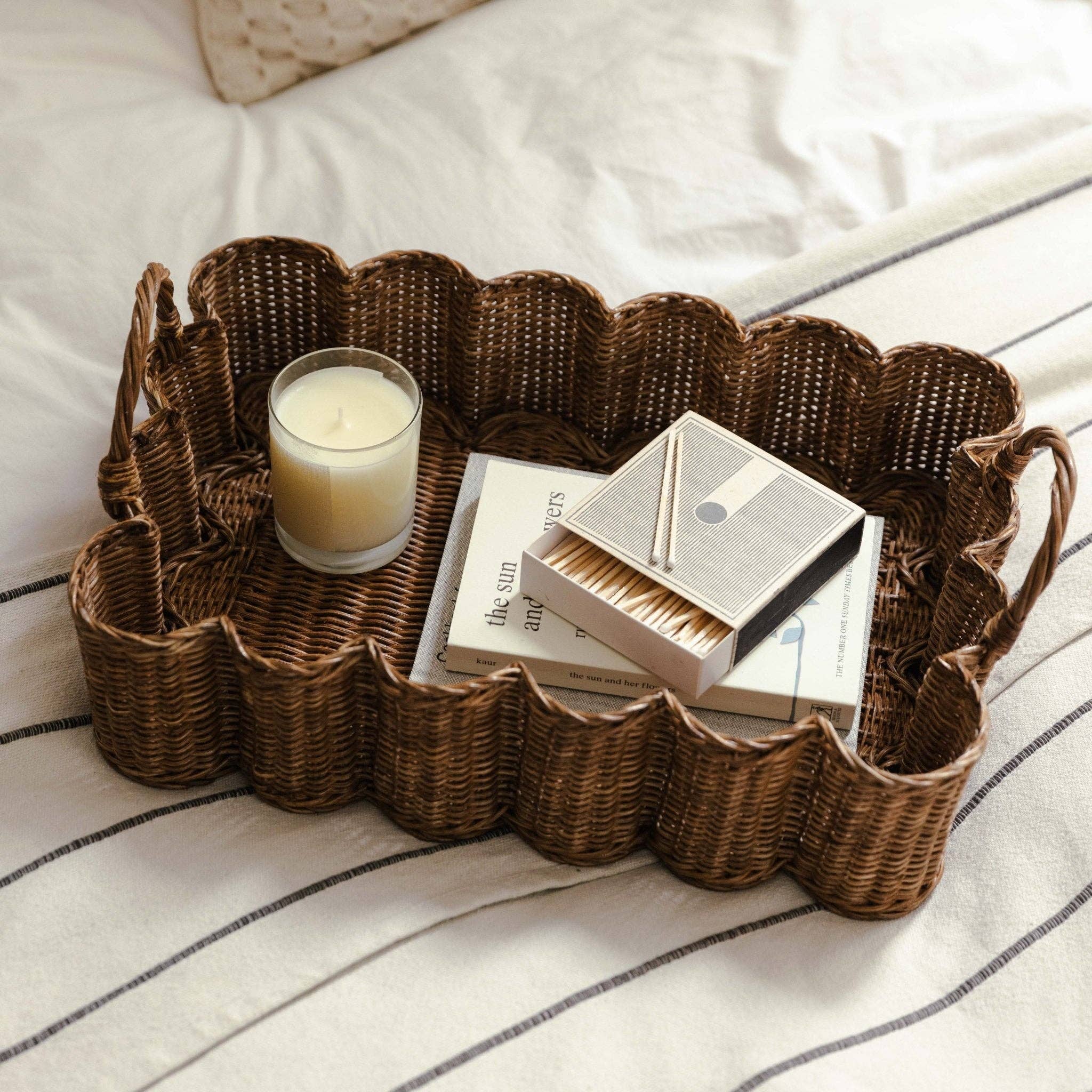 Hastshilp - Wholesale Decorative Tray - Mini Wavy Tray (Teak Stained)0