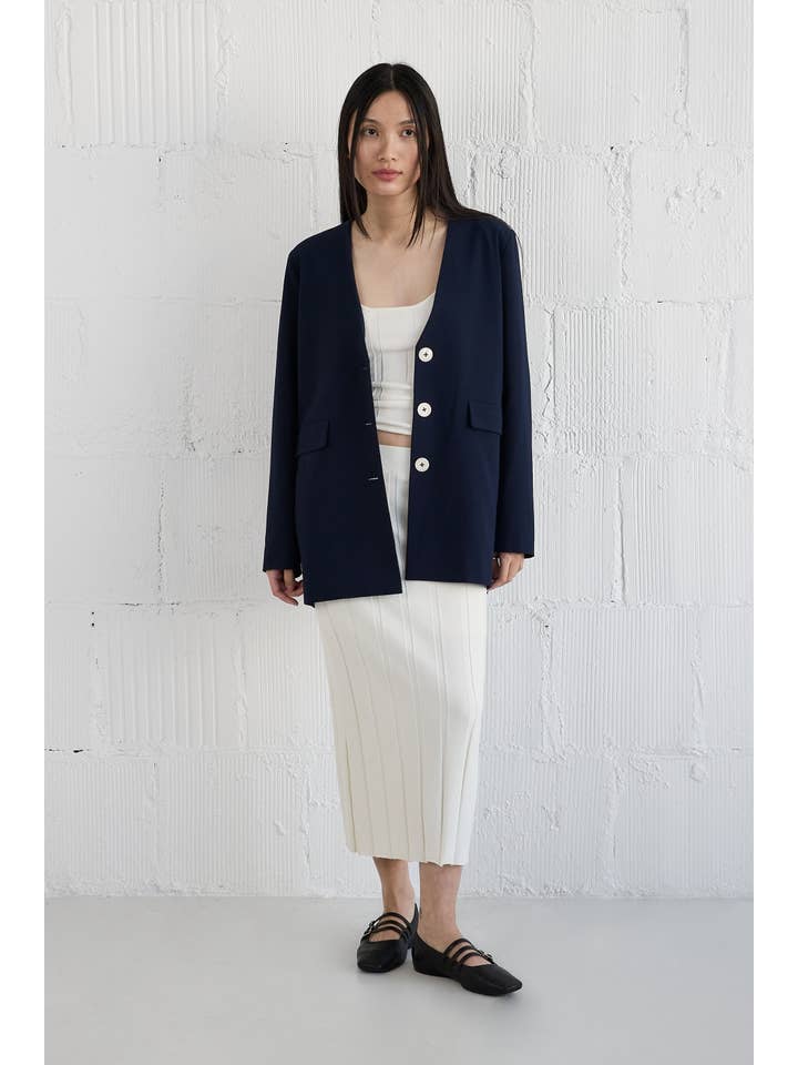 All Row - Wholesale Blazer - Women's - The Eleanor Blazer | Deep V-Neck Oversized Blazer17