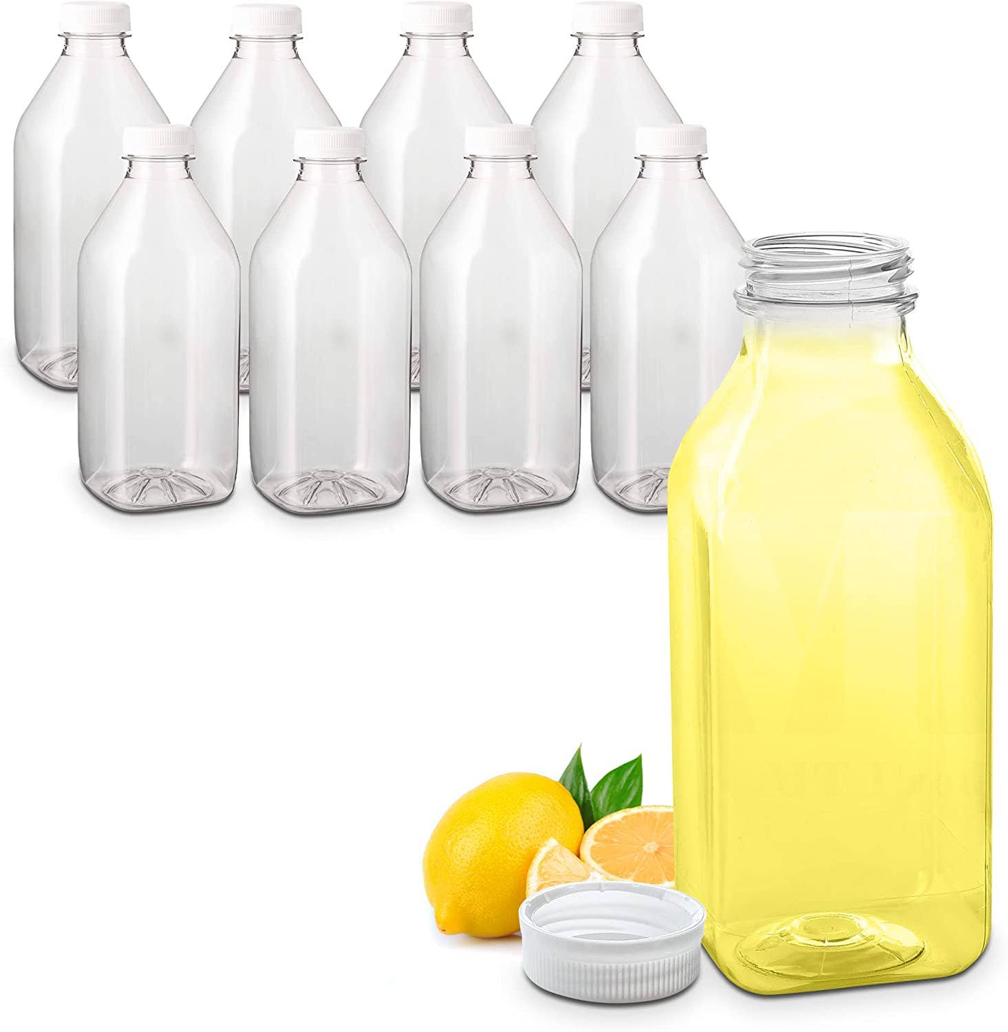 MT Products - Wholesale Milk/Juice Bottle - MT Products 32 oz Plastic Juice Bottle with Caps