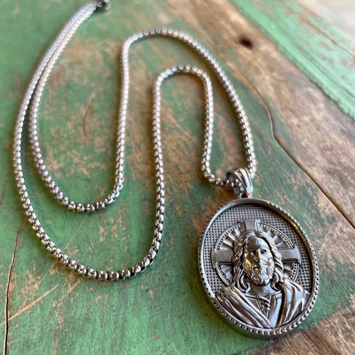 Stainless Steel Jesus Christ Chain Necklace for wholesale by Love and Honor Jesus LLC
