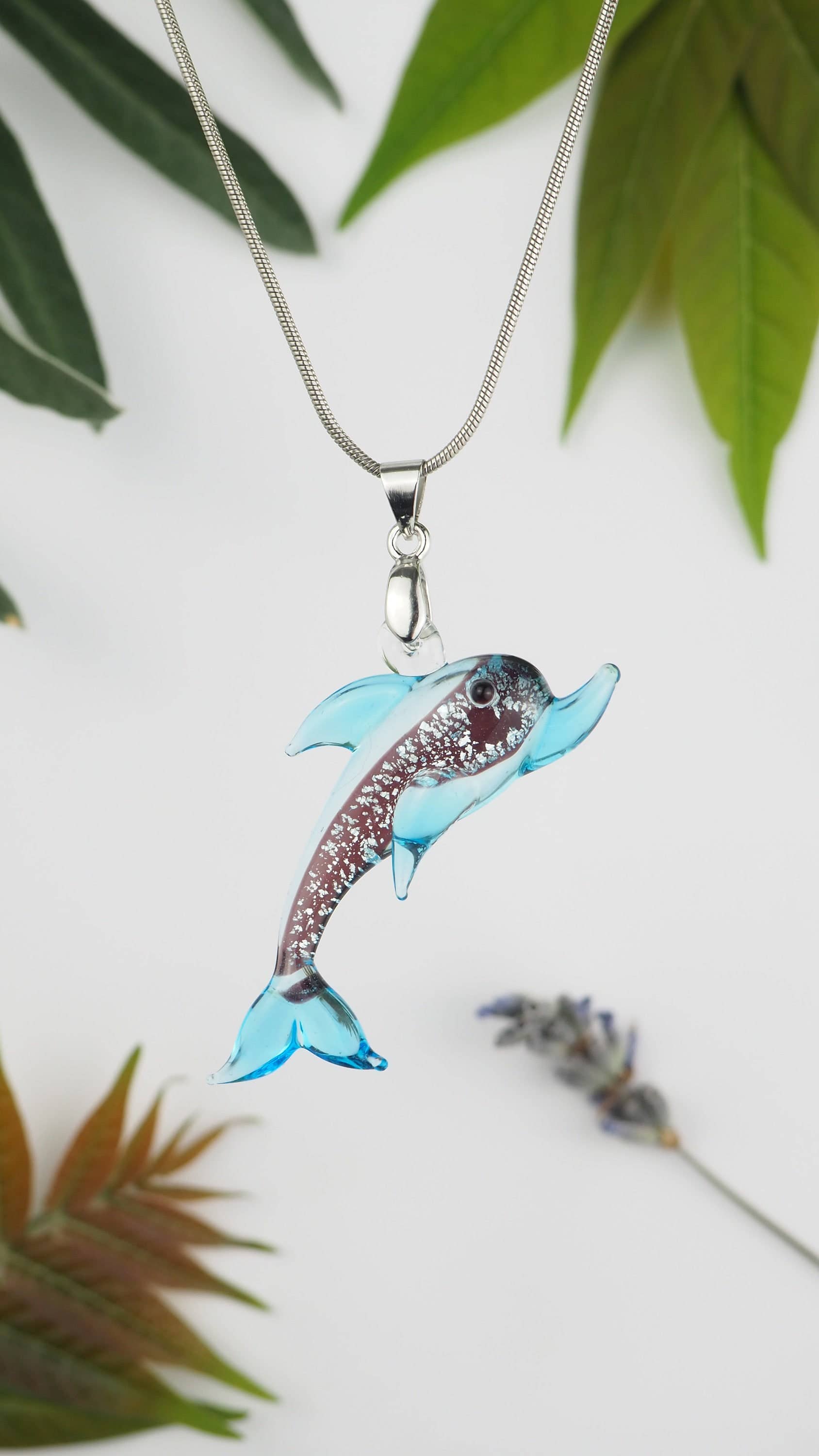 Drusilya Glass Art - Wholesale Pendant/Charm Necklace - Dolphin Necklace Handmade Murano Glass Jewelry Lampworking5