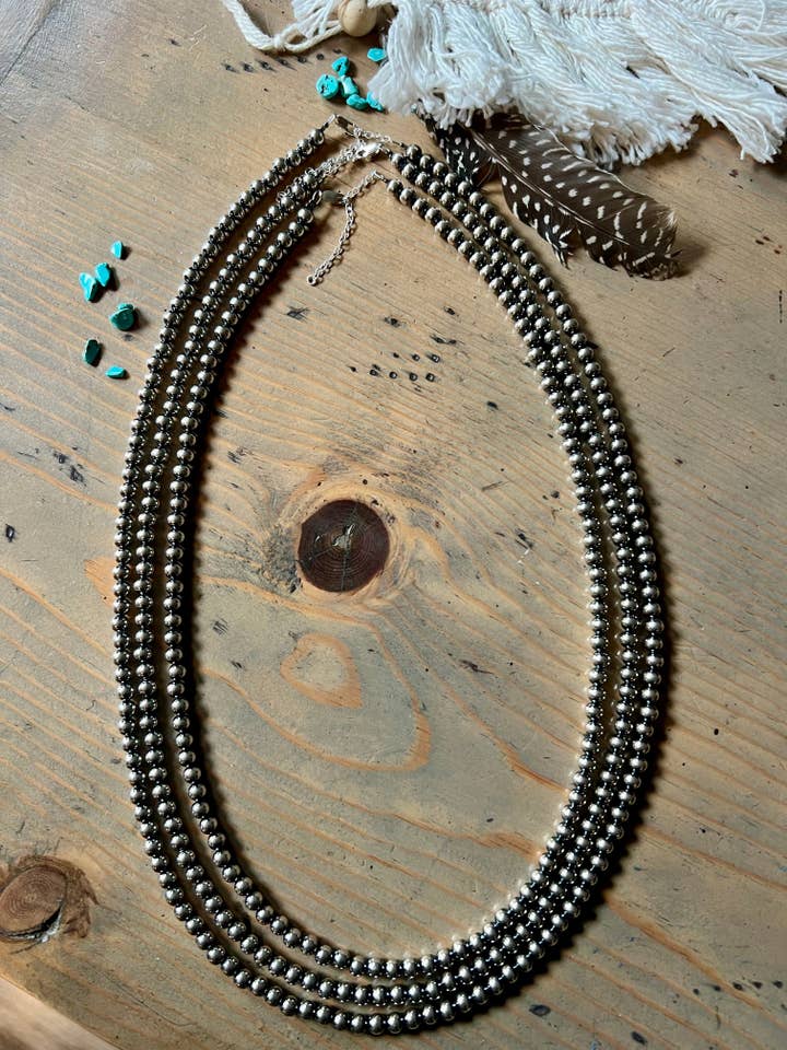 6mm Sterling Pearl Necklace 26”, 28” and 30” for wholesale by Indian Creek Mercantile