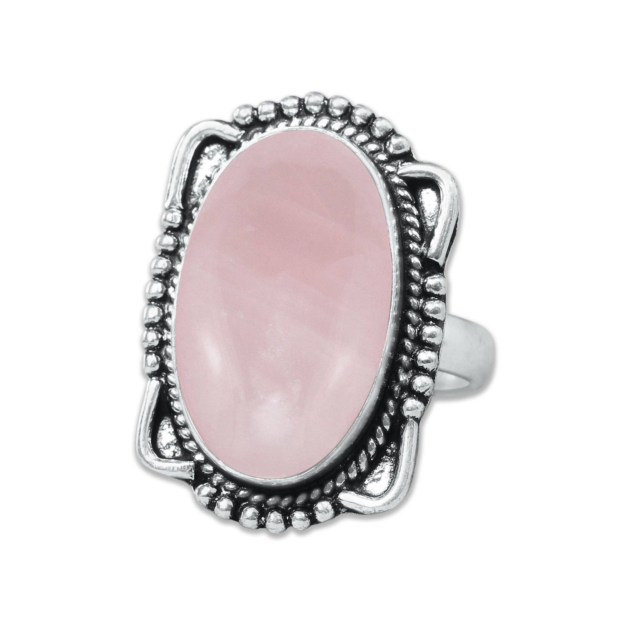 Handmade Jewels – wholesale Cocktail/Statement Ring – Rosenkvartsringar – Silverpläterade, Handgjorda, Mjuk Rosa (US Storlekar 6–10, Ej Justerbara)15