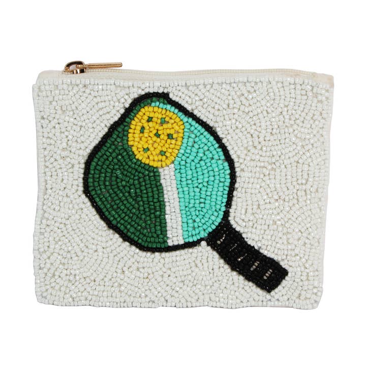 Ladies Fully Beaded Paddle Print Coin Purse for wholesale by Nima Accessories Inc
