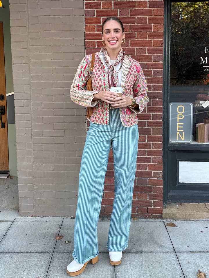 Pink Floral Reversible Jacket for wholesale by AMRANIS