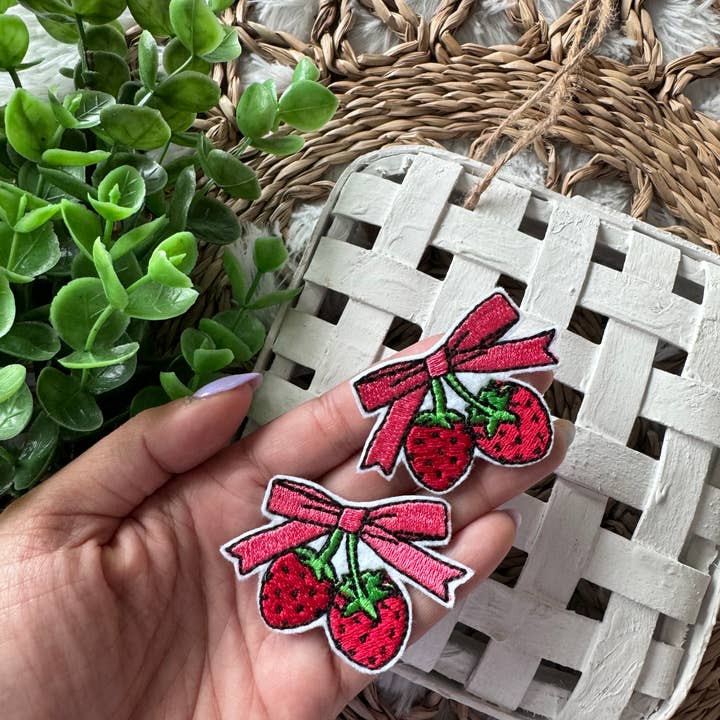 The Rach Co LLC - Wholesale Patch - Coquette Strawberry Iron On Patch