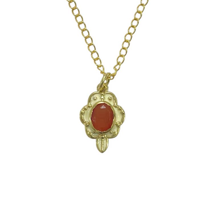 Karneol vergoldete Emaille-Halskette, Schmuckgeschenk-Accessoire für den Großhandel von Misteerious Seed