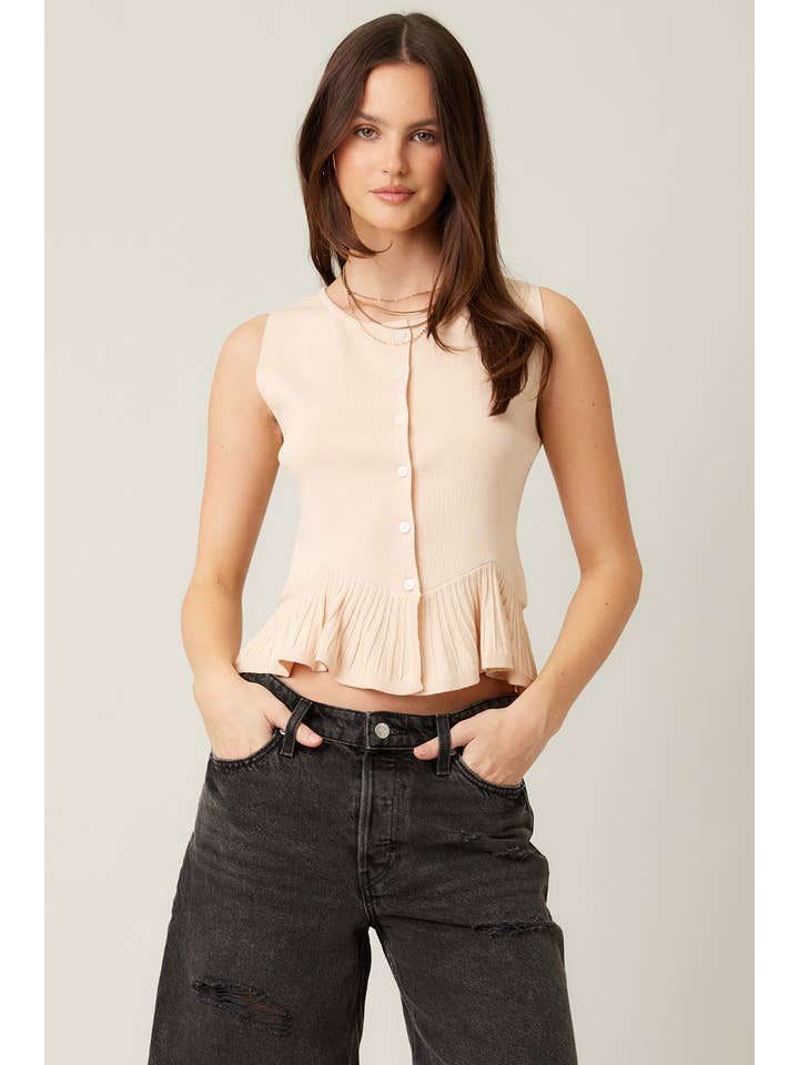 ILLA ILLA - Wholesale Cardigan - Women's - Everyday Comfort Knit Ruffle Hem Cardigan Sweater Tank17