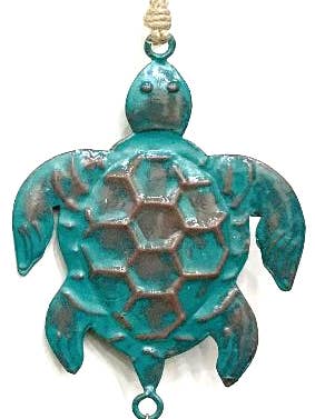 Carillon Iron Bell, vert patiné en forme de tortue de mer, 16 pouces pour la vente par Jafsons International