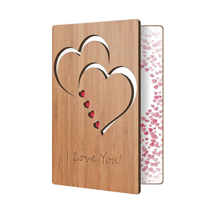 Cartões de Dia dos Namorados de Bambu Artesanais | Classic Hearts por atacado de Heartspace Cards