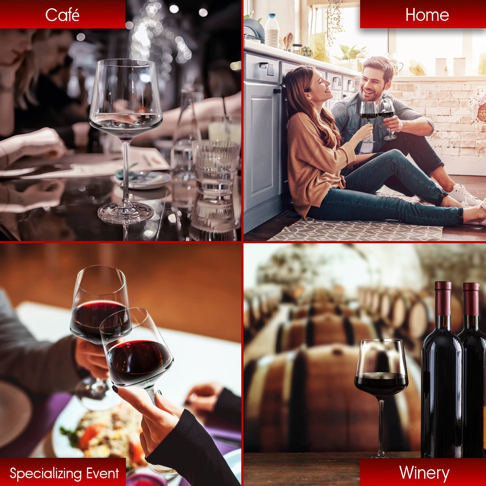 TEALYRA / LUXBE - Wholesale Wine Glass - Luxbe - Red Wine Crystal Glasses Set of 4, 15.3 oz, Small4