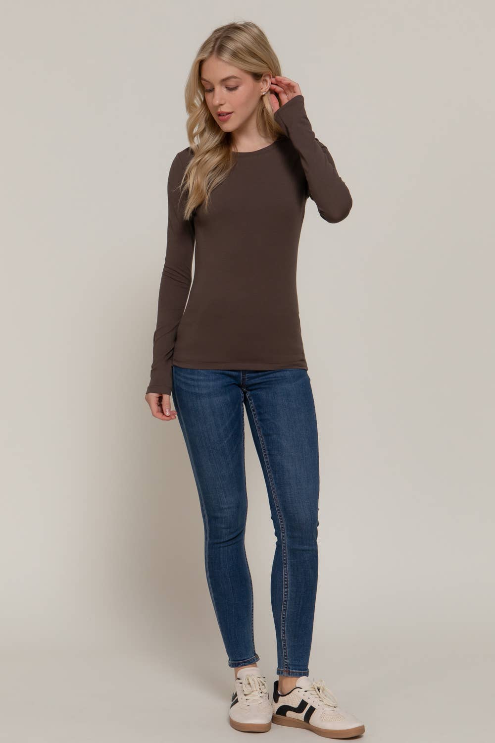 Active Basic | Active USA - Wholesale Knit Top - Women's - Long Sleeve Crew Neck Cotton Spandex Jersey Top12