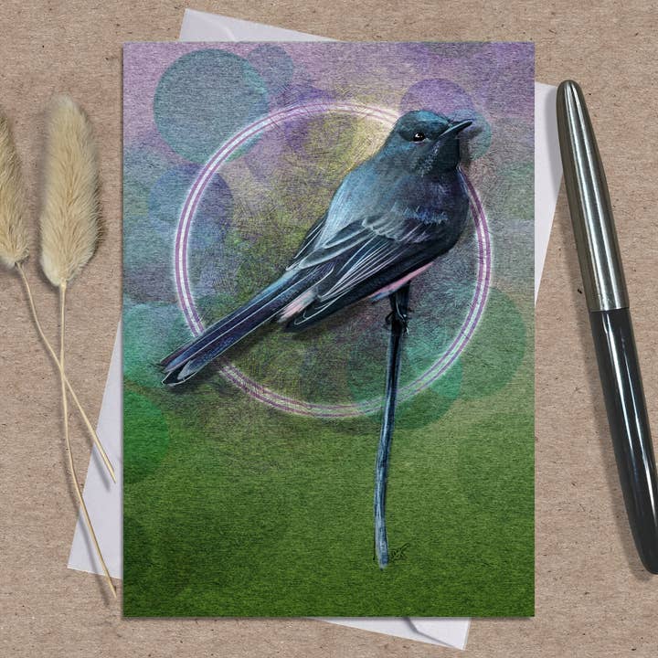 Black Phoebe Greeting Card, 5x7" w/Envelope for wholesale by Coreyartus Imagery