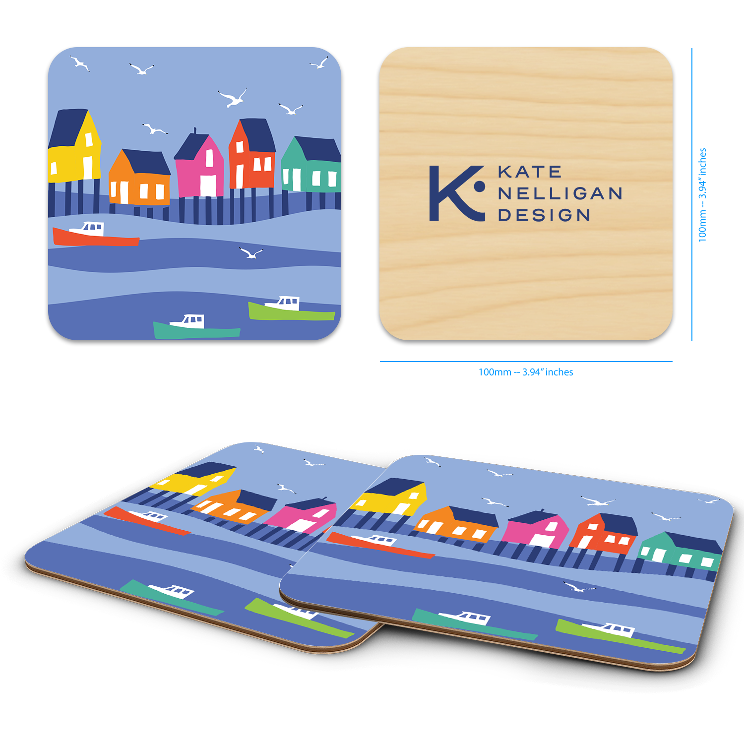 Trays4Us - Wholesale Coasters - Coastal 4"x4" Coaster Sets  By Kate Nelligan4